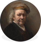 WallCircle - Wandcirkel - Muurcirkel - Zelfportret - Schilderij van Rembrandt van Rijn - Aluminium - Dibond - ⌀ 140 cm - Binnen en Buiten