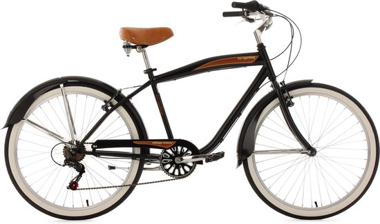Ks Cycling Fiets Beachcruiser 26 inch Vintage zwart 6 versnellingen - 46 cm  | bol.com