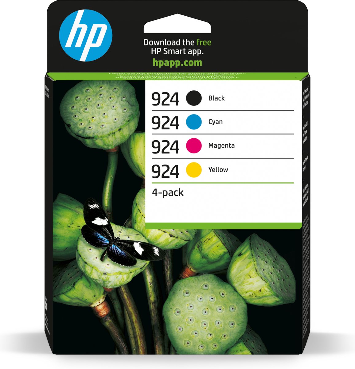 HP 924 Originele Cmyk-inktcartridge 4 Stuks Zwart Cyaan Magenta Geel