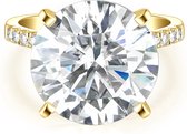 Finesse - 18k Geelgouden Moissanite Verlovingsring met Zijstenen - 10 karaat