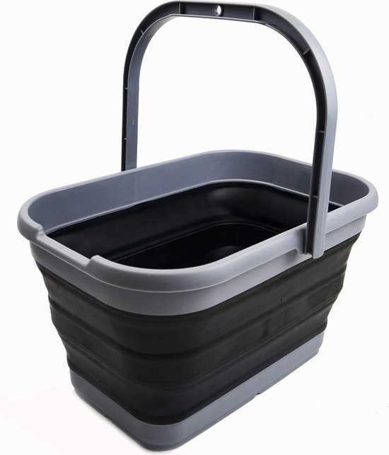 SAMMART 12L Foldable Rectangular Handy Bucket (1, Grey/Black) | bol
