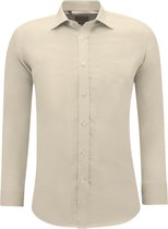 Heren Blouse met Lange Mouwen - Slim Fit Overhemd Heren - Oxford Blouse Heren Volwassenen - Licht Bruin