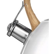 Bol.com Smile - Fluitketel 3 Liter - Alle Warmtebronnen - RVS met Beukenhout - Wit aanbieding