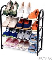 ESTARK® Schoenenrek - Praktische Schoenenkast - XXL - Zwart Metaal - Schoenen Rek Kast Opbergkast - Shoe Rack - Voor 20 Schoenen - Schoenenrek - 10 Paar