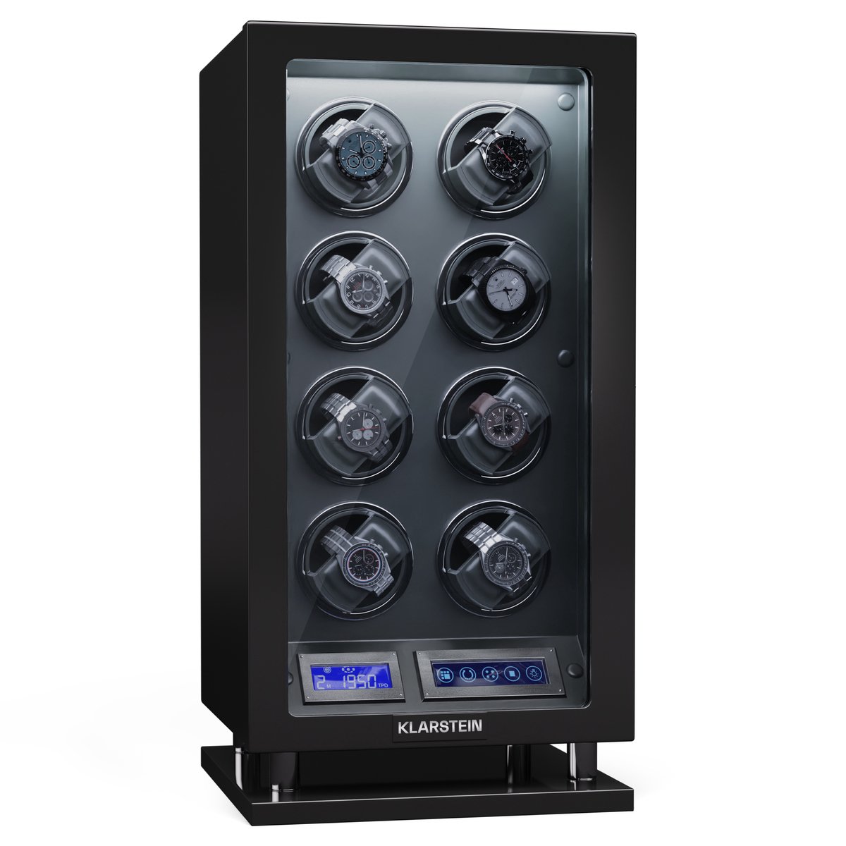 Klarstein Watchwinder voor Automatische Horloges - Automatische Watchwinder voor 8 Horloges - Automatische Watchwinder Met Acryl Deur - Automatische Watchwinder - Blauwe LED