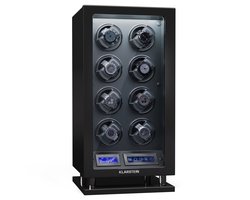 Klarstein Watchwinder voor Automatische Horloges - Automatische Watchwinder voor 8 Horloges - Automatische Watchwinder Met Acryl Deur - Automatische Watchwinder - Blauwe LED'S - Watchwinder Met 5 TPD Instellingen - Zwart