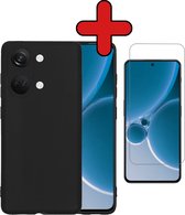 Hoesje Geschikt voor OnePlus Nord 3 Hoesje Siliconen Case Hoes Met Screenprotector - Hoes Geschikt voor OnePlus Nord 3 Hoes Cover Case - Zwart