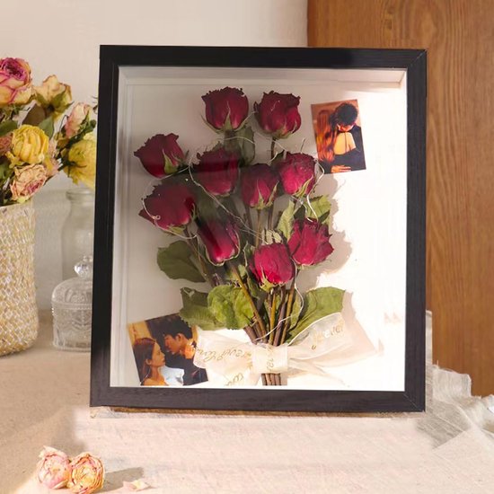 Cadre Photo 3D 25x20cm - Profondeur 3cm - Pour Fleurs Séchées, Souvenirs DIY - Blanc
