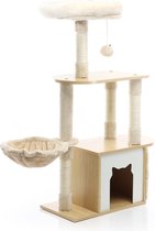 Fudajo Krabpaal voor katten beige sisal 106 cm; krabboom kattenboom kattenkrabpaal - Multistrobe