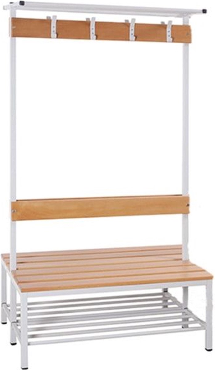 Garderobe set voor kleedkamers met bank, en hoeden/schoenenplank 189cm x 200cm x 80cm Dubbelzijdig