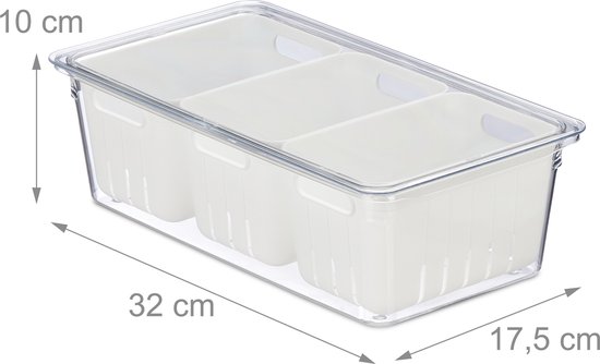 Organisateur de koelkast Relaxdays - lot de 3 - conteneurs de koelkast - empilables - conteneurs de stockage