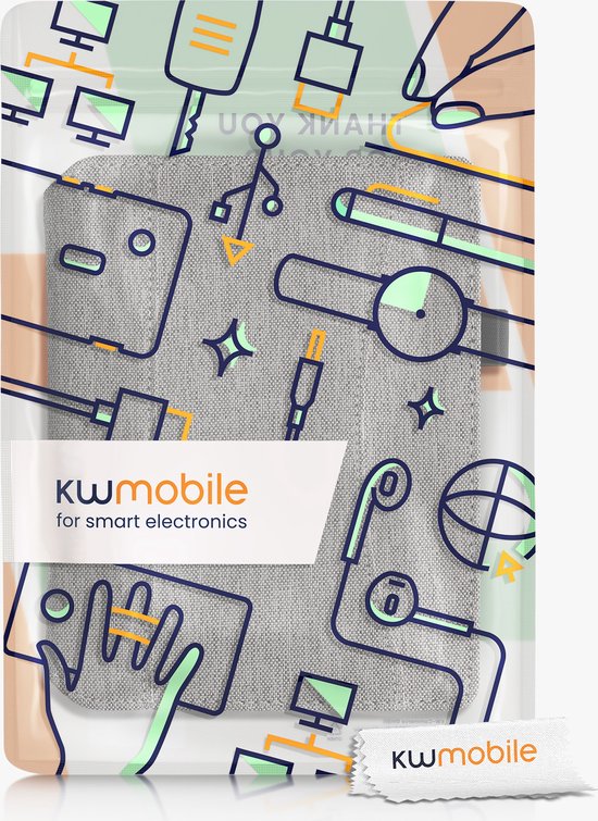 kwmobile Flip cover eReader hoesje geschikt voor Kobo Aura H2O Edition 2 - Met handvat - In lichtgrijs van Merkloos — afbeelding 3
