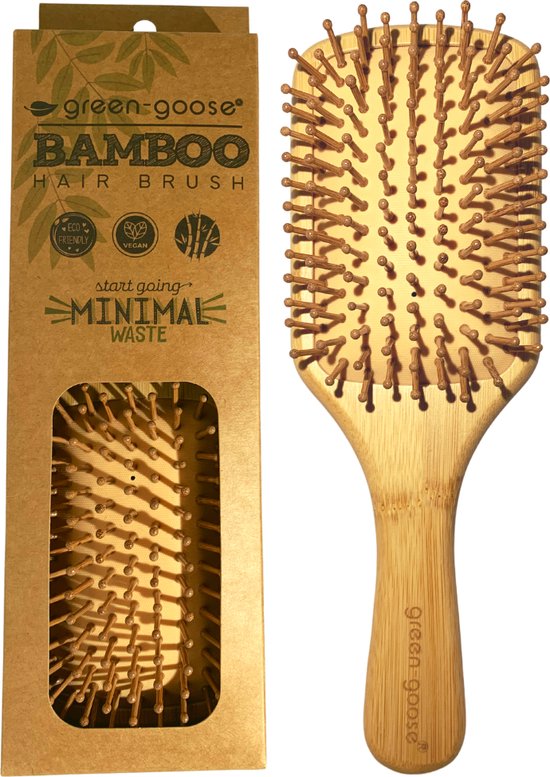 green-goose® Bamboe Haarborstel XL | Extra Grote Massage Haarborstel (8 x 25 cm) | Vegan | Duurzaam Bamboe