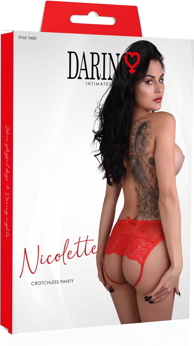 Daring Intimates - Nicolette Rood Kruisloos Slipje - S/M