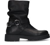 Manfield - Dames - Zwarte leren biker boots - Maat 41