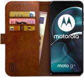 Rosso Element Book Case Wallet Hoesje Geschikt voor Motorola Moto G14 | Portemonnee | 3 Pasjes | Magneetsluiting | Stand Functie | Bruin