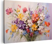 Artaza Canvas Schilderij Boeket Bloemen in Kleur - 90x60 - Foto Op Canvas - Canvas Print - Muurdecoratie