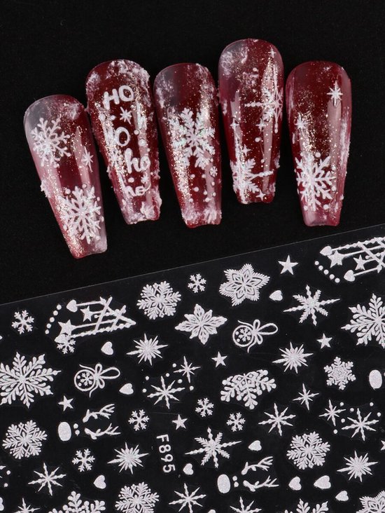 Foto: Nagelstickers nail art 2 velletjes nail art stickers winter nagelstickers sneeuwvlok nagelstickers velletjes zelfklevend nagellak stickers nagelstickers kinderen nail art stickers decoratie nagel stickers winter