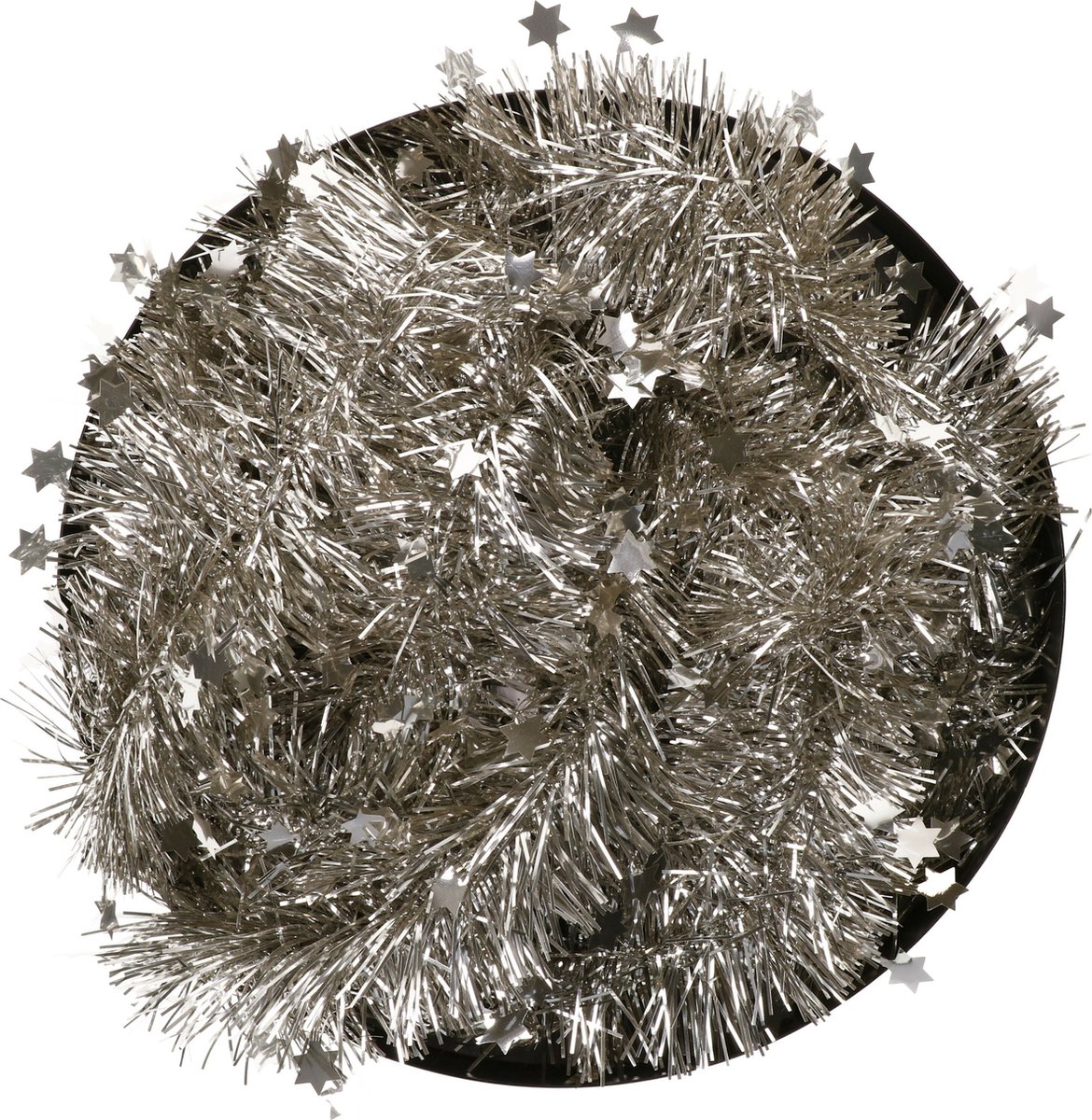 Decoris Kerstslinger - sterren - licht champagne - 270 x 10 cm - lametta/folie - kerstboomslinger