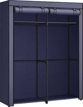 Kledingkast kledingkast met 2 kledingstangen kledingopslag stoffen kledingkast kledingrek opvouwbaar kleedkamer slaapkamer 43 x 140 x 174 cm donkerblauw