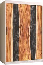 Zweefdeurkast Kledingkast met 2 schuifdeuren Garderobekast slaapkamerkast Kledingstang met planken (LxHxP): 120x200x60 cm - Natural I (Wit, 120)