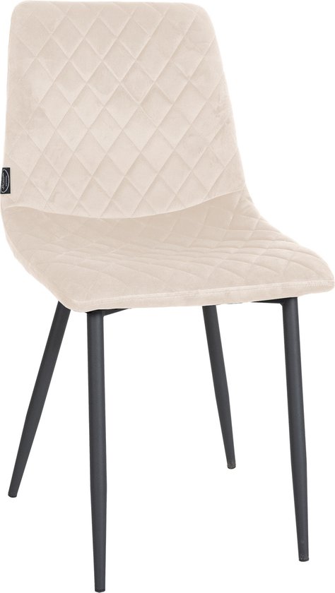 Chaise de salle à manger CLP Telde - Sans accoudoirs - Structure en métal - Velours - Velours - crème