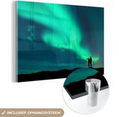 MuchoWow® Peinture sur verre 90x60 cm - Peinture sur verre acrylique - Aurores boréales - Ombre - Norvège - Photo sur verre - Peintures