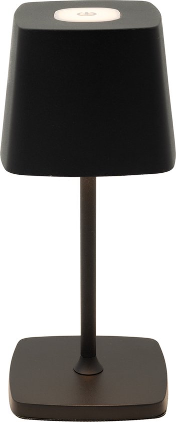 Luxus Tafellamp Touch Deluxe - Aimée - Zwart - H21 x Ø10 - Tafellamp - Terraslamp - Bureaulamp - LED - Oplaadbaar - Dimbaar - Draadloos - Industrieel en modern - Op batterijen - Nachtlamp voor de slaapkamer - Tafellamp voor binnen en buiten