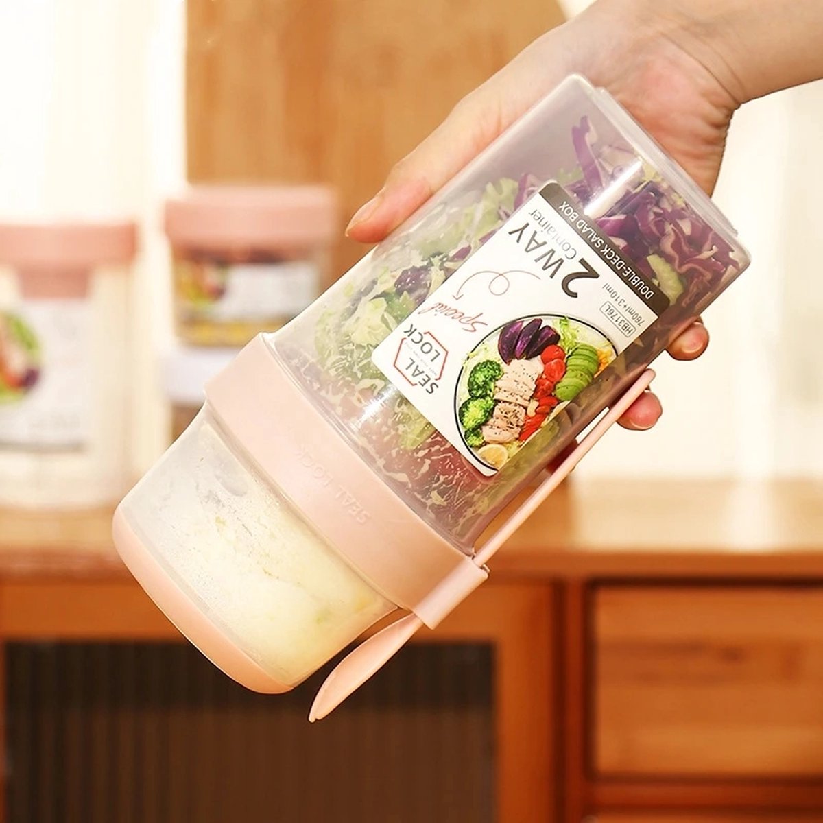 Repus - Pot à yaourt avec support à muesli à emporter - Shaker à salade -  Récipient à
