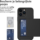 iMoshion Hoesje Met Pasjeshouder & Screenprotector Gehard Glas & 2 Pack Camera Lens Protector Geschikt voor iPhone 15 Pro Max - Zwart
