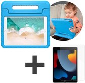 iMoshion Kidsproof Tablet Hoes Kinderen & Screenprotector Gehad Glas Geschikt Apple iPad 9 (2021) 9e generatie / iPad 8 (2020) 8e generatie / iPad 7 (2019) 7e generatie tablethoes - Blauw