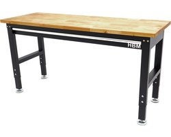 Werkbank met Massief Houten werkblad en Lade 152 cm (In Hoogte Verstelbaar)