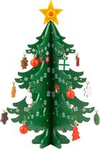 Sapins de Noël artificiels avec 18 pièces de charme d'arbre de Noël mini arbre de Noël de table en bois sapin miniature arbre de Noël - cadeau décoration de table de Noël - vert