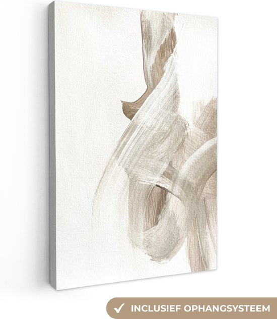 Canvas Schilderij Abstract - Moderne kunst - Beige - 40x60 cm - Wanddecoratie