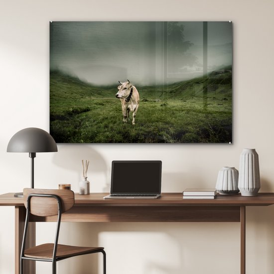 Vache en zone de montagne Glas 120x80 cm - Tirage photo sur Glas (Décoration murale plexiglas)