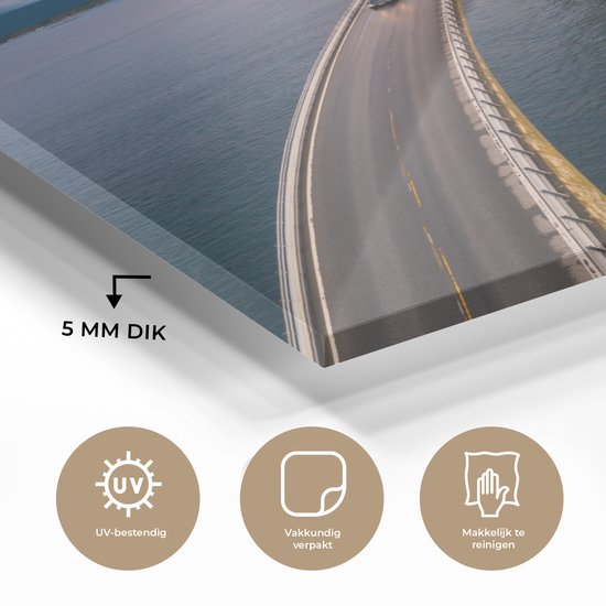 Peinture sur verre MuchoWow® - Bridge Storseisundet sur la côte norvégienne - 120x180 cm - Peintures sur verre acrylique - Photo sur Glas