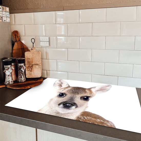KitchenYeah® Inductie beschermer 81.2x52 cm - Hert - Dieren - Bruin - Natuur - Kookplaataccessoires - Afdekplaat voor kookplaat - Inductiebeschermer - Inductiemat - Inductieplaat mat