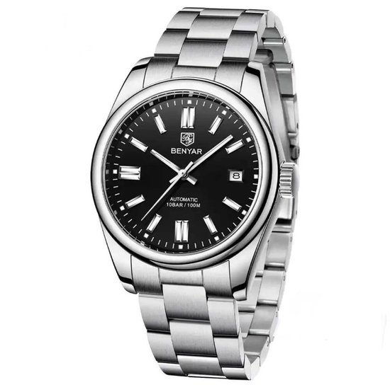 Montres de Luxe Benyar pour homme - montre pour homme - Homme - Zwart - Bracelet argenté