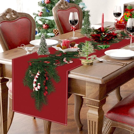 Tafelloper wit, tafelloper Kerstmis, modern kunstbont tafelloper, decoratievel winterdecoratie voor salontafel dressoir als tafeldecoratie - 30 x 120 cm