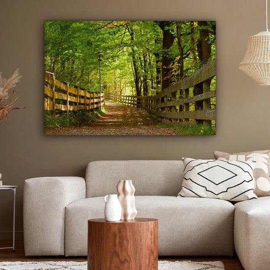 Canvas Schilderij Laantje in de zomer - 120x80 cm - Wanddecoratie