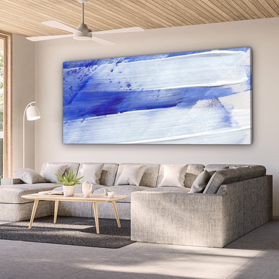 Peinture sur toile - Design - Blauw - 160x80 cm - Décoration murale