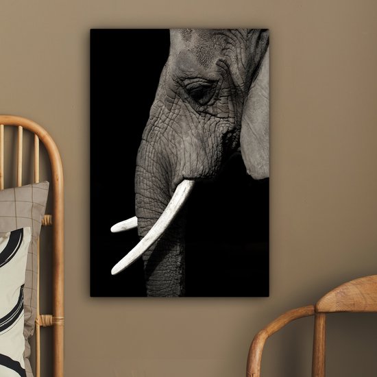Tableau Toile Éléphant - Animal - Défense - 60x90 cm - Décoration murale