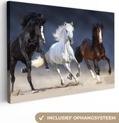 Canvas schilderij 180x120 cm - Wanddecoratie Paarden - Dieren - Zand - Muurdecoratie woonkamer - Slaapkamer decoratie - Kamer accessoires - Schilderijen