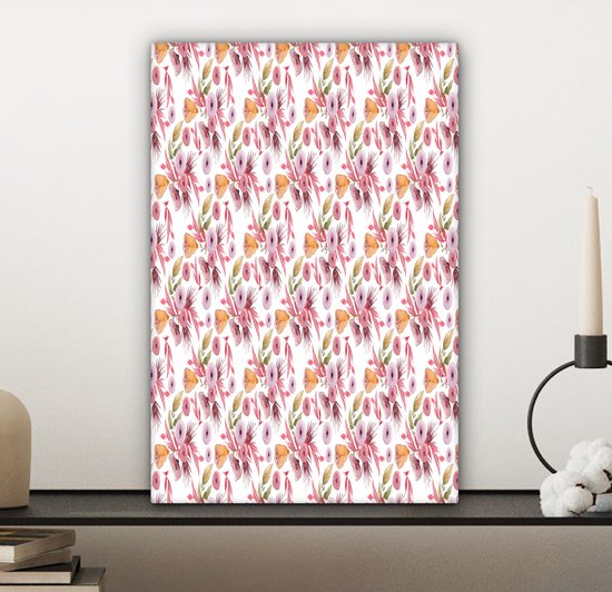 Peintures sur Toile Fleurs - Rose - Couleurs - Aquarelle - 20x30 cm - Décoration murale