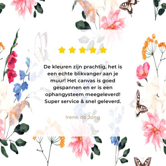 Tableau sur toile Fleurs - Papillons - Collage - 80x120 cm - Décoration murale