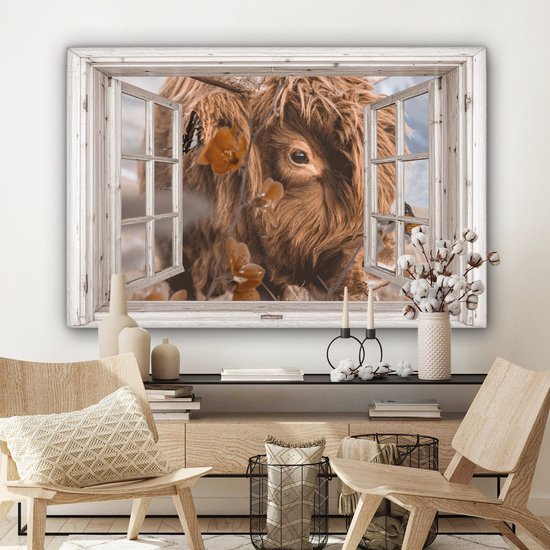 Décoration murale - Highlander écossais - Voir à Travers - Insectes - Peinture sur Toile - 120x80 cm