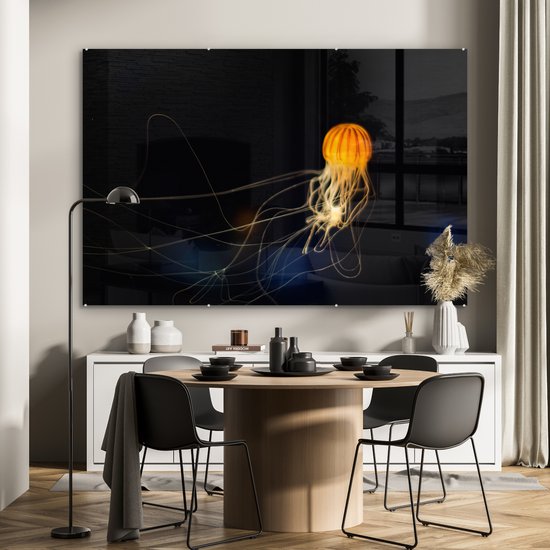 MuchoWow® Peinture sur verre - Méduse - Jaune - Water - 180x120 cm - Peintures sur verre acrylique - Photo sur Glas