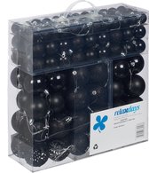 Boules de Noël Relaxdays - lot de 150 - Boules de sapin de Noël - plastique - mat et brillant - noir