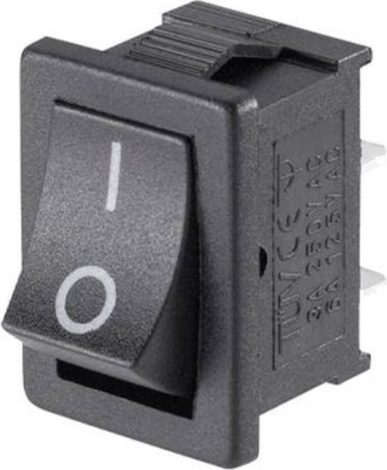 Mini Wipschakelaar On/Off - 3-pins - 10x15mm - Rechthoek - 3A 250V AC - 6A 125V AC - KCD1-11 - Zwart