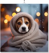 Tegel Met Opdruk | Geschenk | Hond In Mand Onder Fleecedeken | Beagle